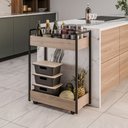 Ver imagem 2 de Carrinho Gourmet Auxiliar para Cozinha 2 Prateleiras Noah Freijó/preto M13 - D’Rossi