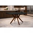 Ver imagem 1 de Mesa de Jantar Julia 4 Lugares Redonda MDF com Vidro Preto 110cm Multipla Móveis