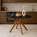 Ver imagem 4 de Mesa de Jantar Julia 4 Lugares Redonda MDF com Vidro Preto 110cm Multipla Móveis