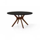 Ver imagem 2 de Mesa de Jantar Julia 4 Lugares Redonda MDF com Vidro Preto 110cm Multipla Móveis