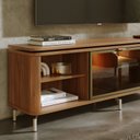 Ver imagem 4 de Rack Lincoln Float 1,70m MDF com LED e Vidro Reflecta Canella