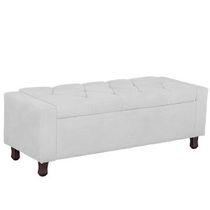 Calçadeira Baú Casal King Size Estofada Valencia Veludo Branco