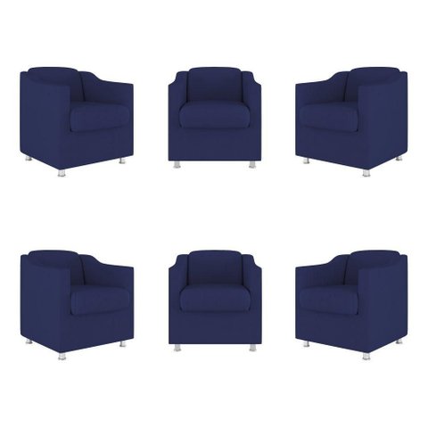 Kit 6 Poltronas Decorativas Tilla Consultório Recepção Sala Cor:azul Marinho