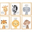 Ver imagem 1 de Quadro Infantil Safari 6 Un A4 Vidro e Pendurador