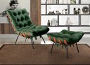 Ver imagem 2 de Poltrona Costela com Puff Base Fixa para Sala, Quarto - Veludo Verde