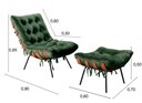 Ver imagem 5 de Poltrona Costela com Puff Base Fixa para Sala, Quarto - Veludo Verde