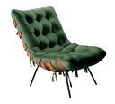 Ver imagem 3 de Poltrona Costela com Puff Base Fixa para Sala, Quarto - Veludo Verde