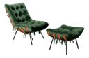 Ver imagem 1 de Poltrona Costela com Puff Base Fixa para Sala, Quarto - Veludo Verde