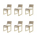 Ver imagem 1 de Kit 6 Cadeiras Industrial Isa Veludo Bege Base Dourado para Mesa Sala Cozinha - Dourado/bege