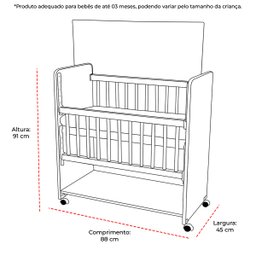 Mini Berço New Baby Nature/branco Grade Removível Navega Móveis - 3