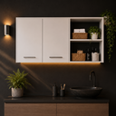 Ver imagem 4 de Armário Multiuso Aéreo 2 Portas com Nichos para Lavanderia Área de Serviço e Cozinha - Branco