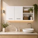 Ver imagem 1 de Armário Multiuso Aéreo 2 Portas com Nichos para Lavanderia Área de Serviço e Cozinha - Branco