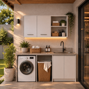 Ver imagem 6 de Armário Multiuso Aéreo 2 Portas com Nichos para Lavanderia Área de Serviço e Cozinha - Branco