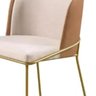 Cadeira Sala de Jantar Estofada Base Metal Dourada Linho Bege - 6