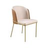 Cadeira Sala de Jantar Estofada Base Metal Dourada Linho Bege - 1