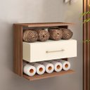 Ver imagem 1 de Gabinete para Banheiro Suspenso Florença 60 X 55 Cm Gaveta Nicho Mdp Marrom Bege Clicklar