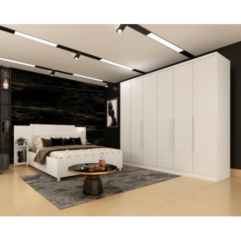 Guarda Roupa Casal 6 Portas 4 Gavetas 239cm Veneza Branco - TCIL Móveis