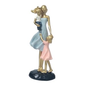 Estatueta Decorativa Família Mãe, Filha e Filho