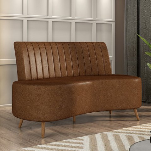 Sofá Living Decorativo 2 Lugares 1,35M Katara Marrom Corino G33 - Gran Belo
