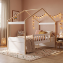 Ver imagem 1 de Cama Cabana Infantil Solteiro em MDF Arredus Branco e Natural