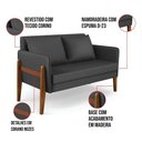 Ver imagem 4 de Sofá Namoradeira Lana Corino Base de Madeira - D’Rossi Cor Preto