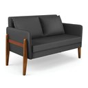 Ver imagem 1 de Sofá Namoradeira Lana Corino Base de Madeira - D’Rossi Cor Preto