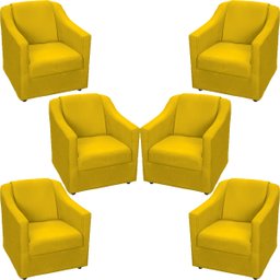 Kit 6 Poltronas Decorativas Para Sala De Espera Recepção Escritório Consultório Suede - 1