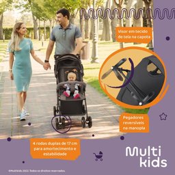 Carrinho Passeio Flick 0-15kgs Preto com Cinza Multikids Baby - Bb445 Bb445 Multikidsbaby - 2
