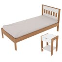 Ver imagem 2 de Cama Solteirocm8006 e Mesa de Cabeceira Az1016 Qt5 Amendoa Branco Tecno Mobili