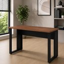 Ver imagem 1 de Mesa Escrivaninha 120 cm X 60 cm Tampo 25 mm Design Industrial F5 Office Cor:Nogal com Preto