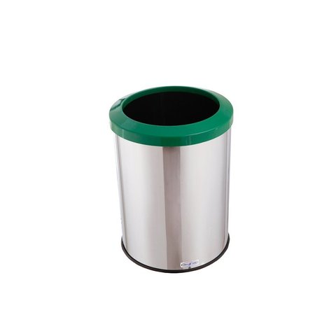 Lixeira Redonda Inox 30 Litros Com Aro Plástico Reciclável - Verde