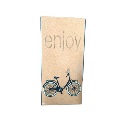 Quadrinho Decorativo Cerâmica Laranja Bicicleta Enjoy 15cm Columbus Gold