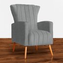 Ver imagem 1 de Poltrona Estofada Pés Palito Sala de Estar Melinda Linho Cinza - DL DECOR