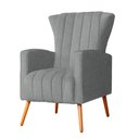 Ver imagem 2 de Poltrona Estofada Pés Palito Sala de Estar Melinda Linho Cinza - DL DECOR