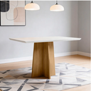 Ver imagem 1 de Mesa de Jantar 6 Lugares Retangular 160cm Tampo MDF com Vidro Miraz N01 Ypê Off White - Lyam Decor