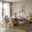 Ver imagem 2 de Mesa de Jantar 6 Lugares Retangular 160cm Tampo Mdf com Vidro Miraz N01 Ypê Off White - Lyam Decor