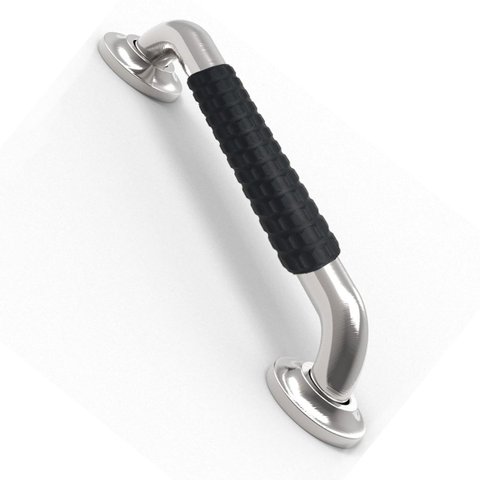 Barra de Apoio 30cm Inox Superficie Antiderrapante Gestante Idoso Cadeirante Criança Banheiro Box Co