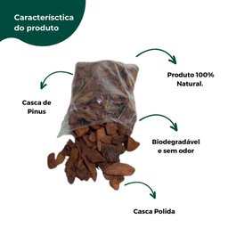 Casca de Pinus Polida P/ Vasos/ Flores/ Decoração de Jardim - 3