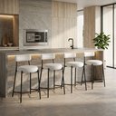 Ver imagem 1 de Banqueta Cozinha Média com Encosto Industrial Preto Kit 4 Londres PU D03 - D'Rossi
