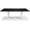 Mesa de Jantar Diadema Aço Carbono Dourado Tampo Laca Preto + Vidro - 1
