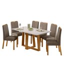 Ver imagem 1 de Conjunto Sala de Jantar Mesa Rubi 160x90 6 Cadeiras Anitta Ype/off White/suede Marrom