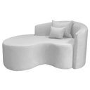 Ver imagem 2 de Recamier Curvo Orgânico 150cm 2 Lugares Lado Esquerdo para Sala de Estar Bouclé Londres Branco