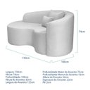 Ver imagem 3 de Recamier Curvo Orgânico 150cm 2 Lugares Lado Esquerdo para Sala de Estar Bouclé Londres Branco