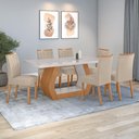 Ver imagem 2 de Conjunto Sala de Jantar Mesa Easy Tower 170x90cm Mdf/vidro com 6 Cadeiras Armoni Veludo Naturale