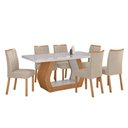 Ver imagem 1 de Conjunto Sala de Jantar Mesa Easy Tower 170x90cm Mdf/vidro com 6 Cadeiras Armoni Veludo Naturale