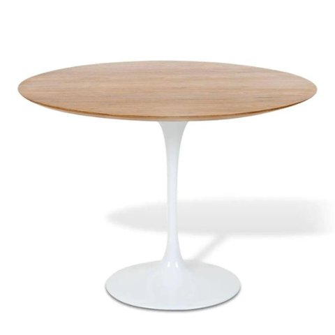 Mesa de Jantar Tulipa Saarinen Redonda 80 Cm Tampo Freijó Cores Branco