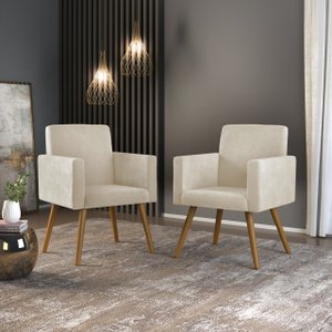 2 Poltronas Cadeiras para Escritório – Balaqui Decor Cor:Bege