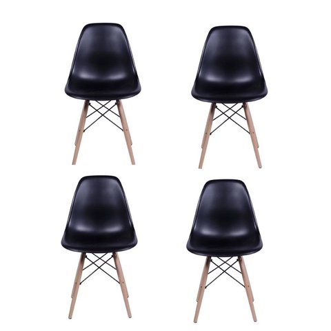 Conjunto 4 Cadeiras Eames Sem Braço Preta