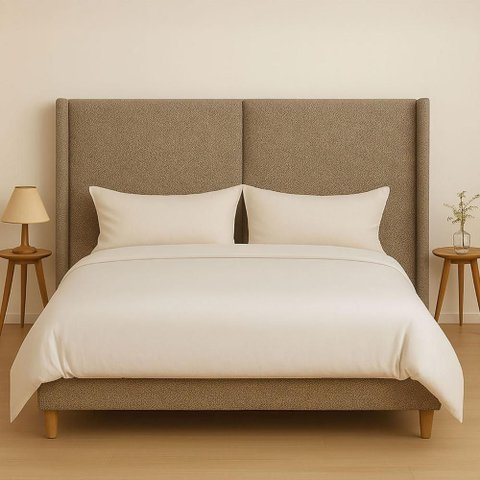 Cabeceira Cama Queen 176 Cm Estofada Linho ou Veludo Editável Cor:linho Philips Amêndoa