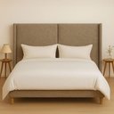 Ver imagem 1 de Cabeceira Cama Queen 176 Cm Estofada Linho ou Veludo Editável Cor:linho Philips Amêndoa